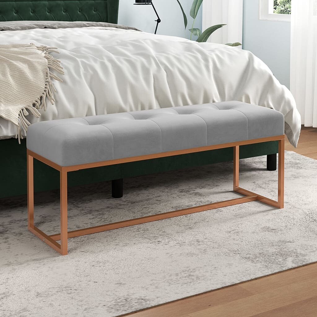 vidaXL Пейка сива 110x36x45 см кадифе