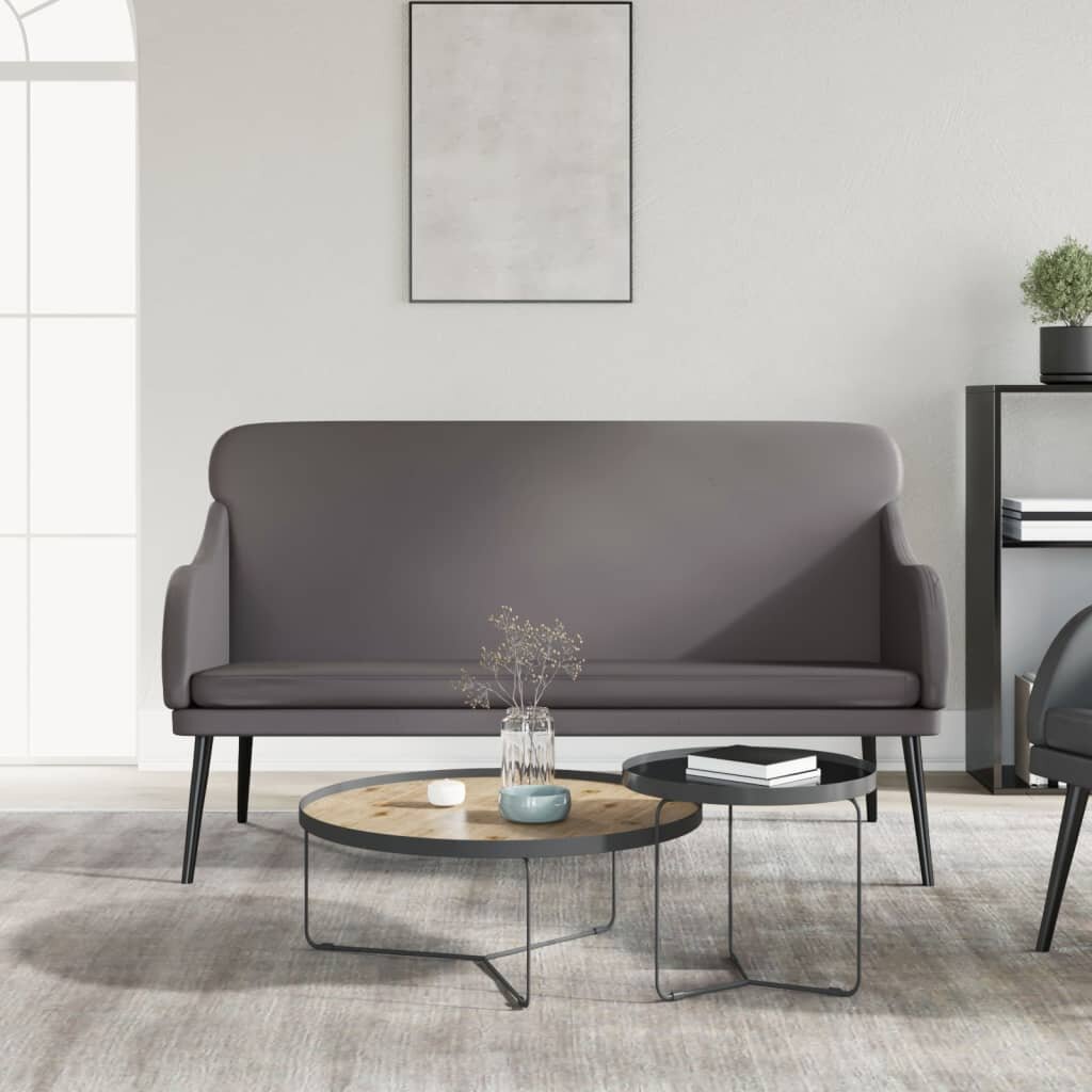vidaXL Пейка сива 110x76x80 см изкуствена кожа