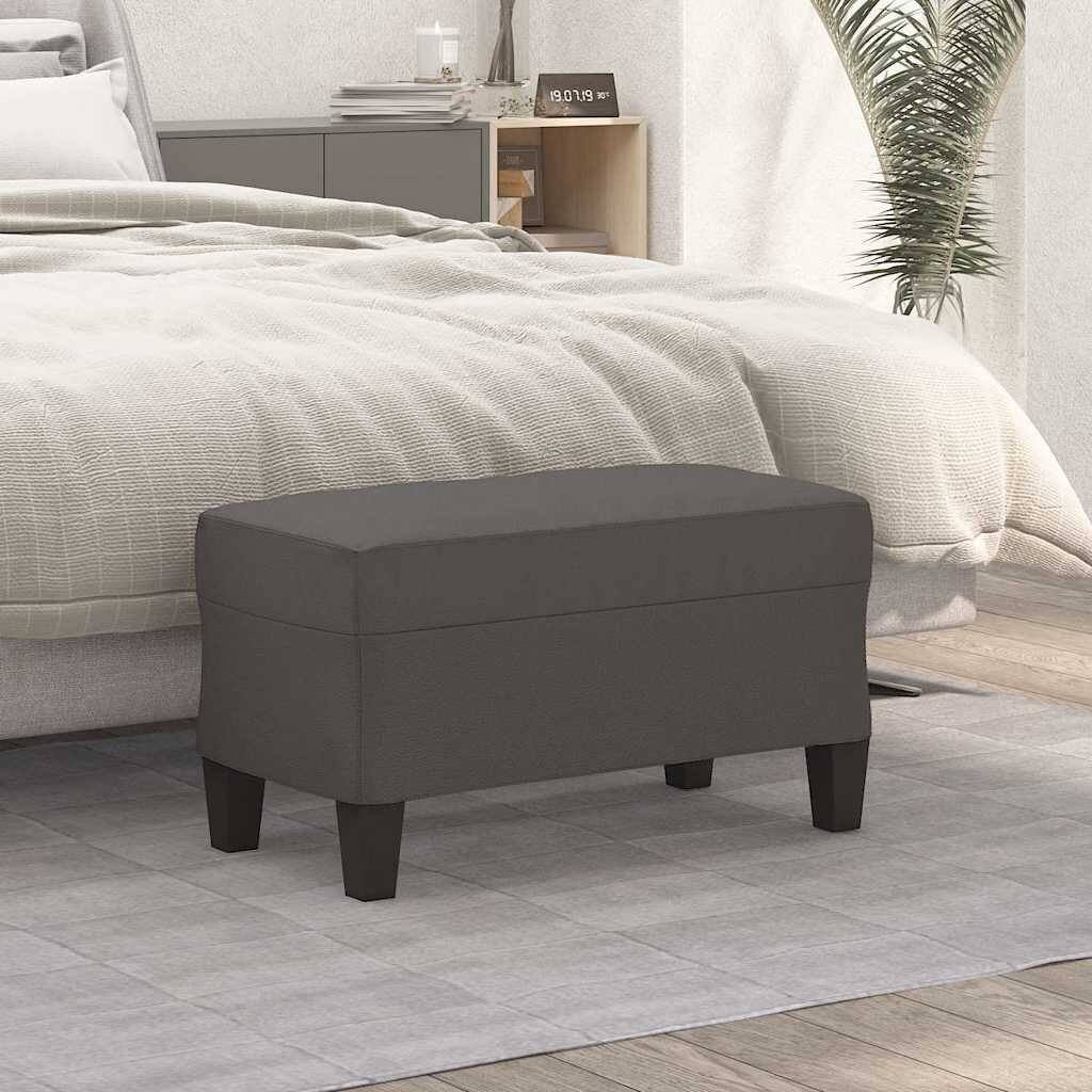 vidaXL Пейка сива 70x35x41 см изкуствена кожа