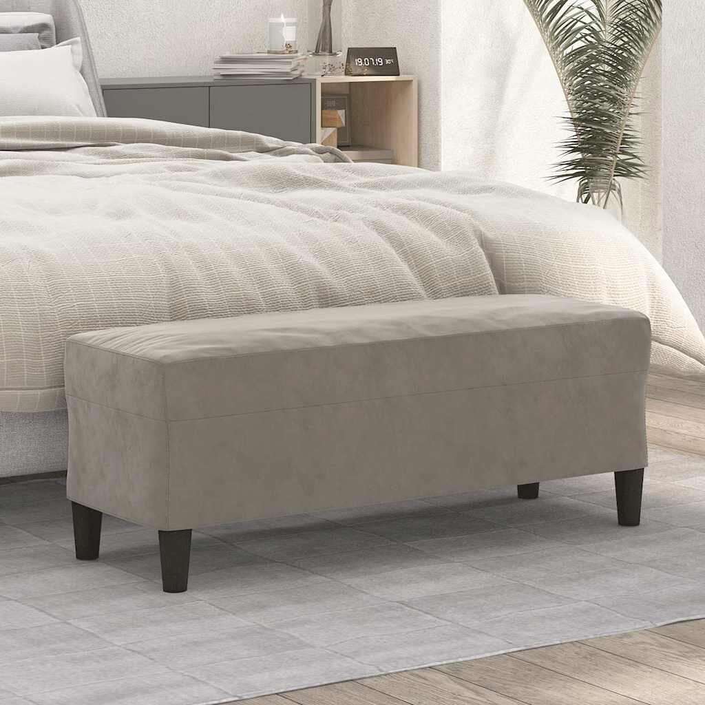 vidaXL Пейка светлосива 100x35x41 см кадифе