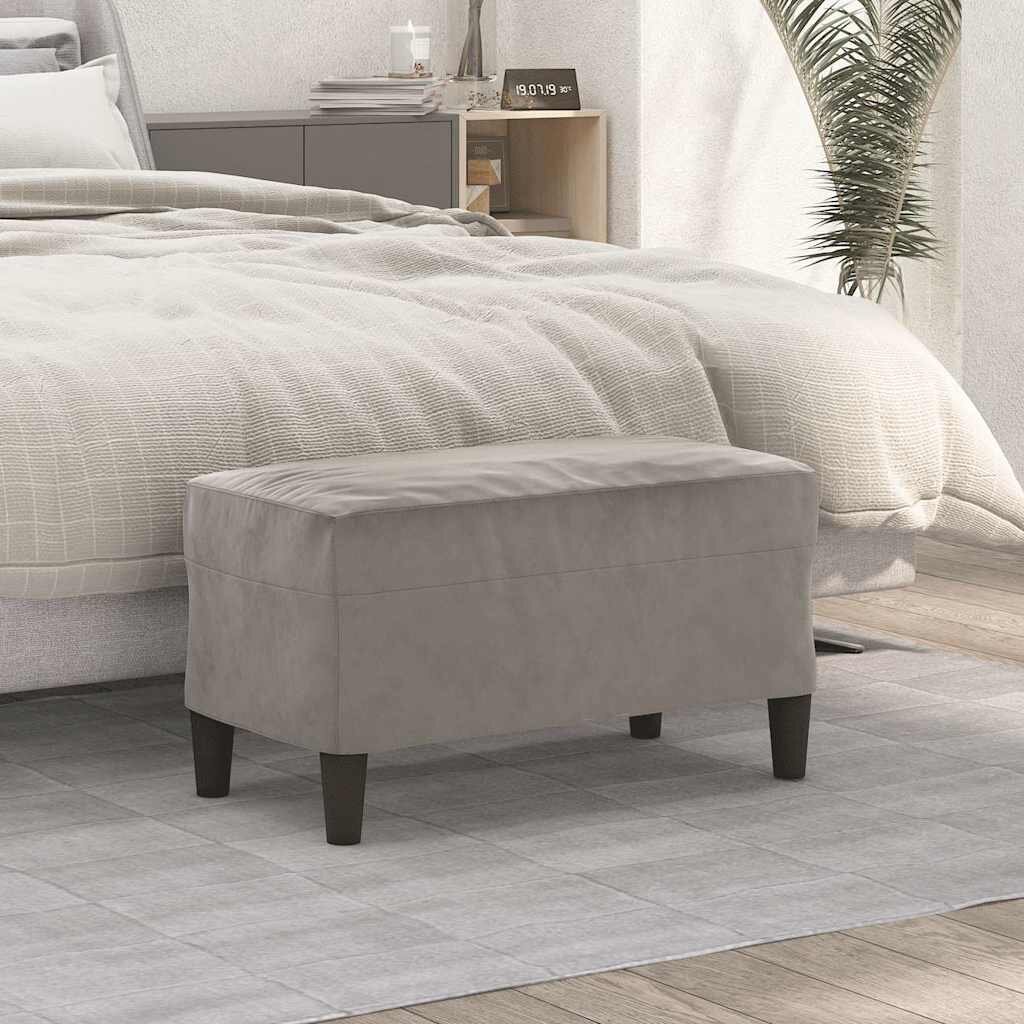 vidaXL Пейка светлосива 70x35x41 см кадифе