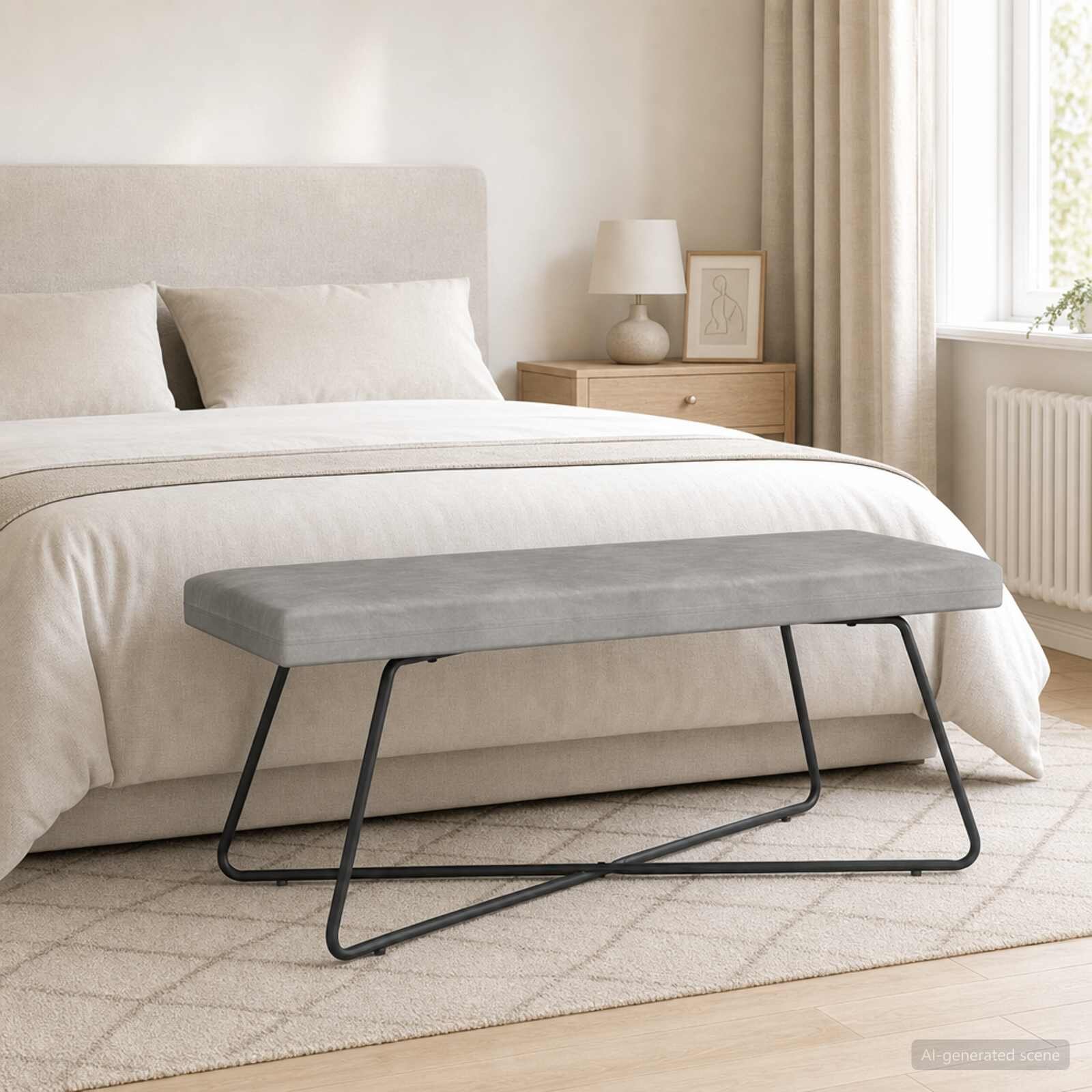vidaXL Пейка Светлосиво 110 x 40 x 45 cm Кадифе