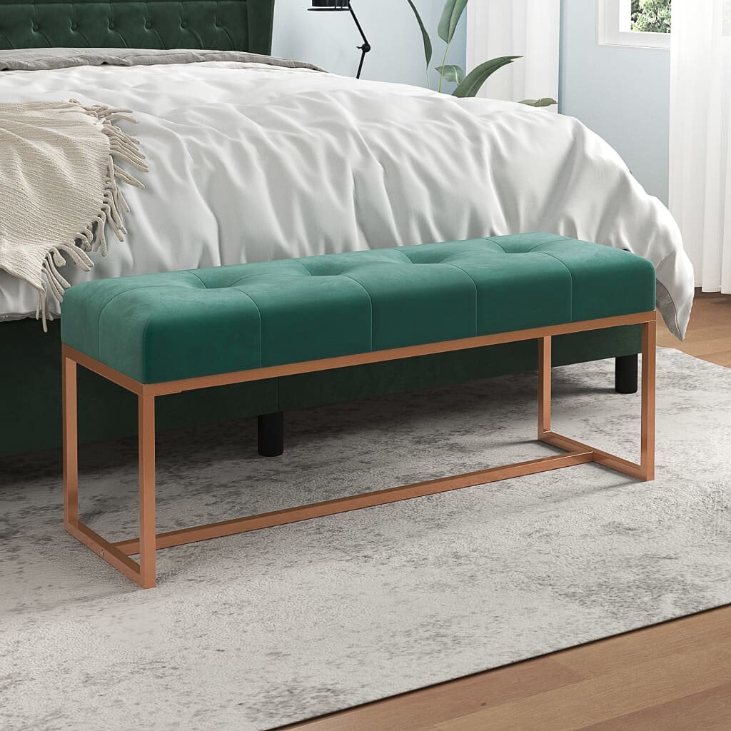 vidaXL Пейка тъмнозелена 110x36x45 см кадифе