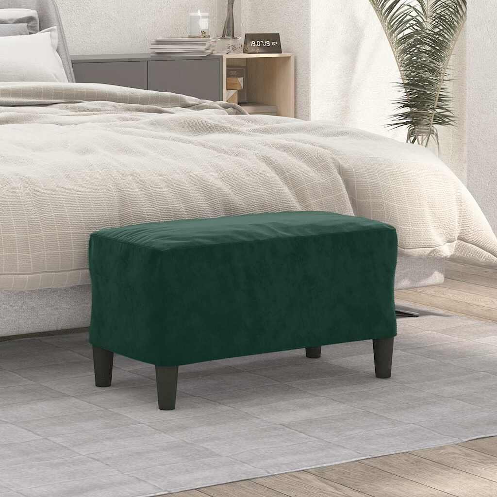 vidaXL Пейка тъмнозелена 70x35x41 см кадифе