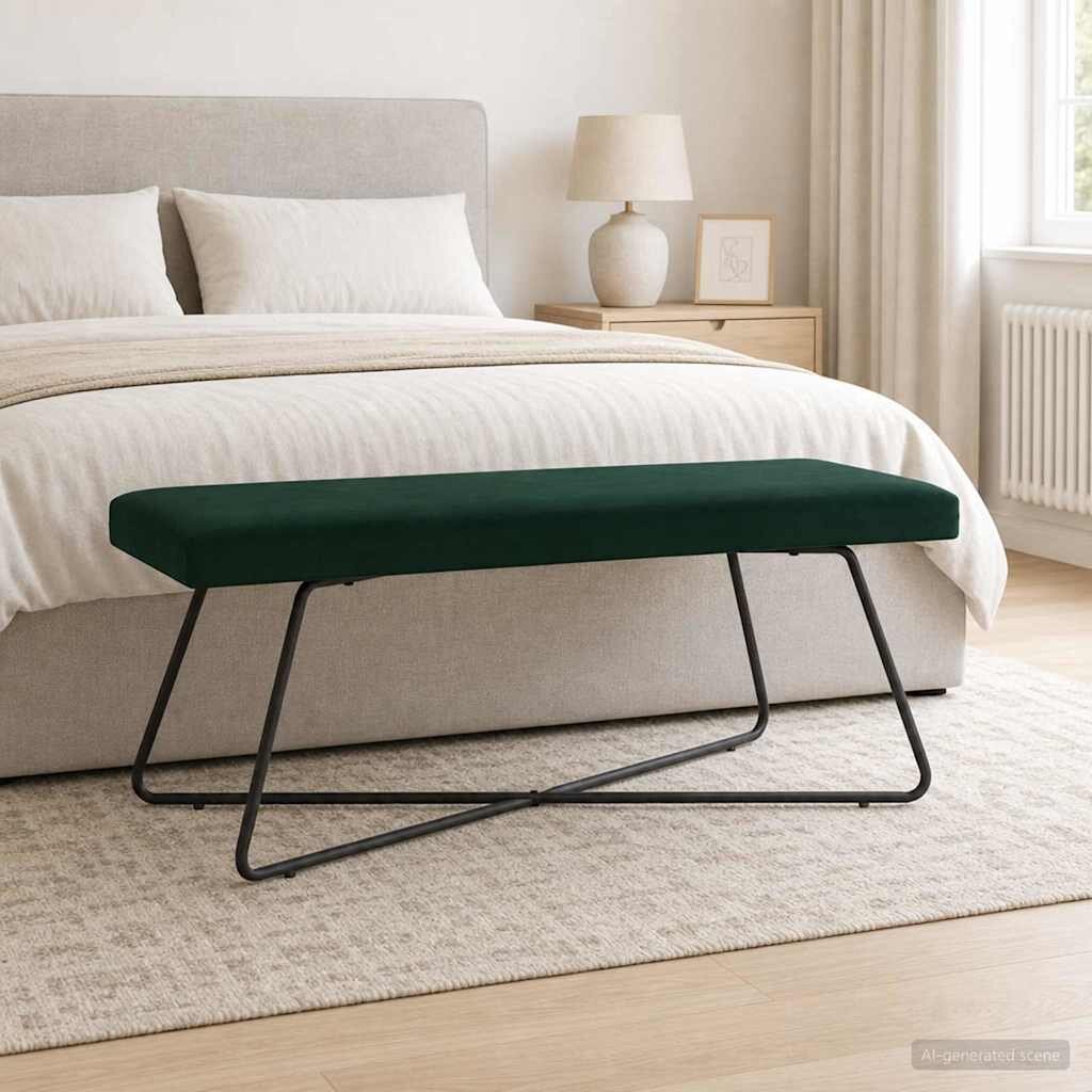 vidaXL Пейка Тъмнозелено 110 x 40 x 45 cm Кадифе