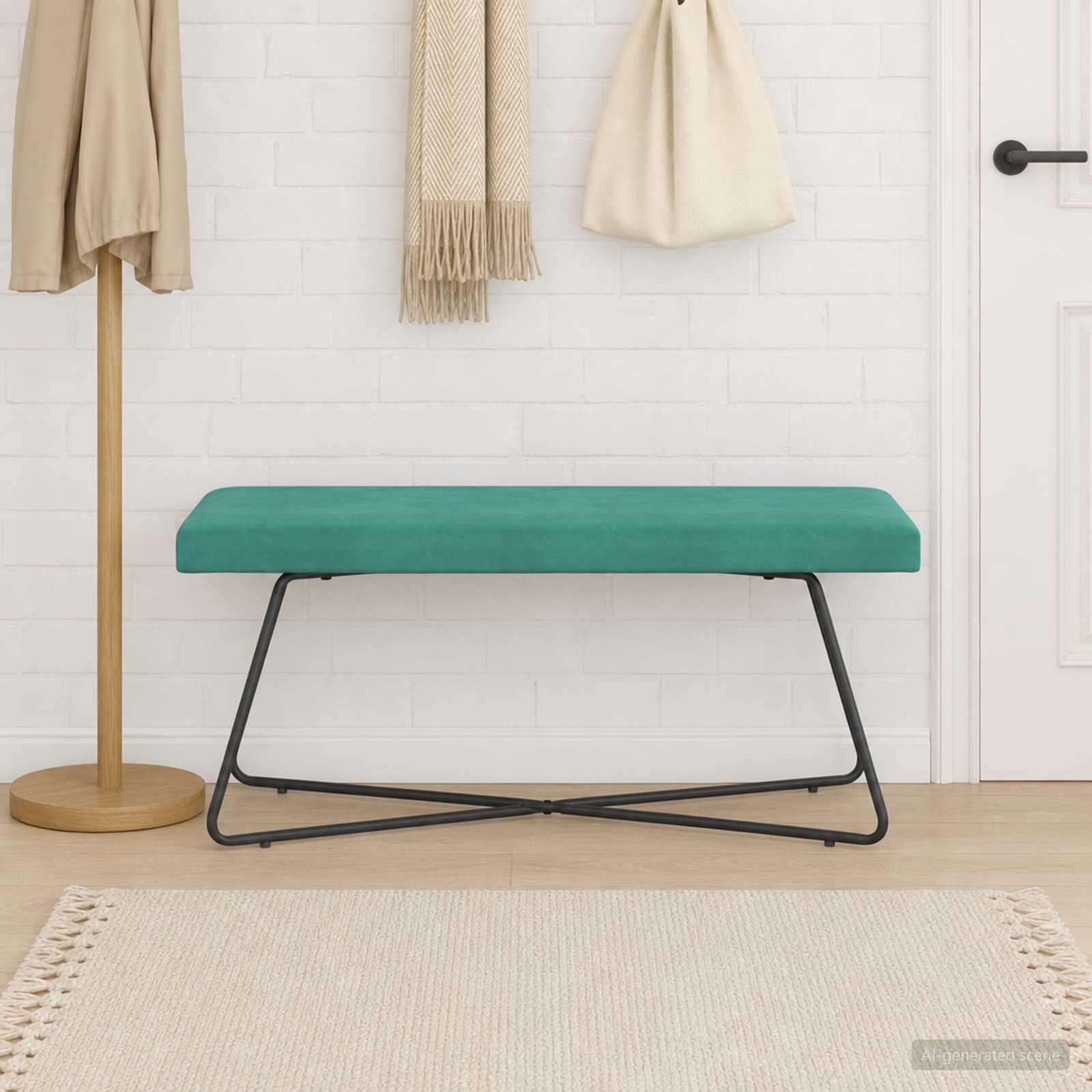 vidaXL Пейка Тюркоаз 110 x 40 x 45 cm Кадифе