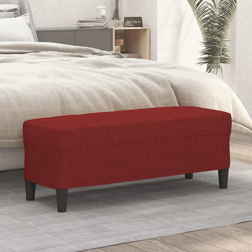 vidaXL Пейка виненочервен 100x35x41 см плат