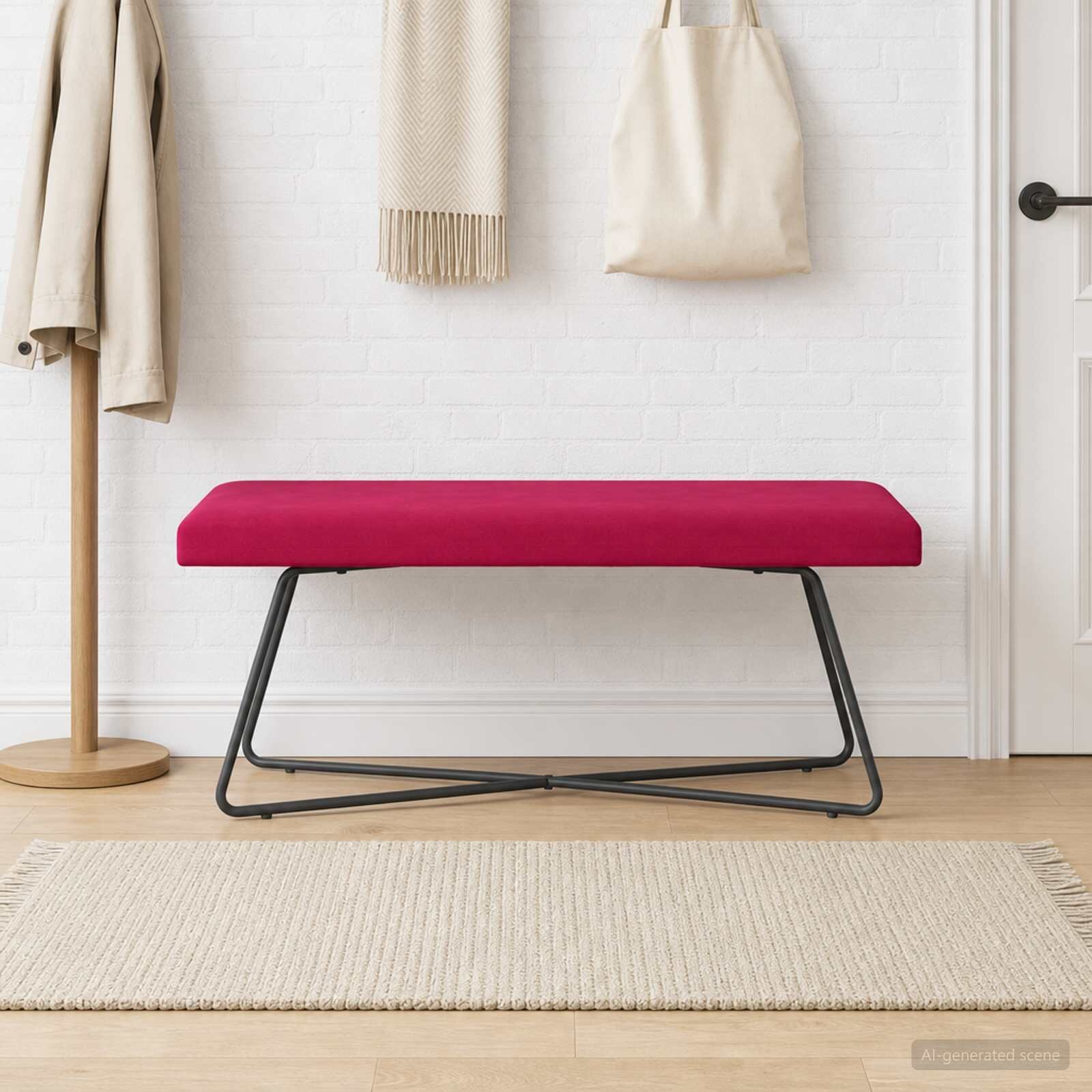 vidaXL Пейка Виненочервен 110 x 40 x 45 cm Кадифе
