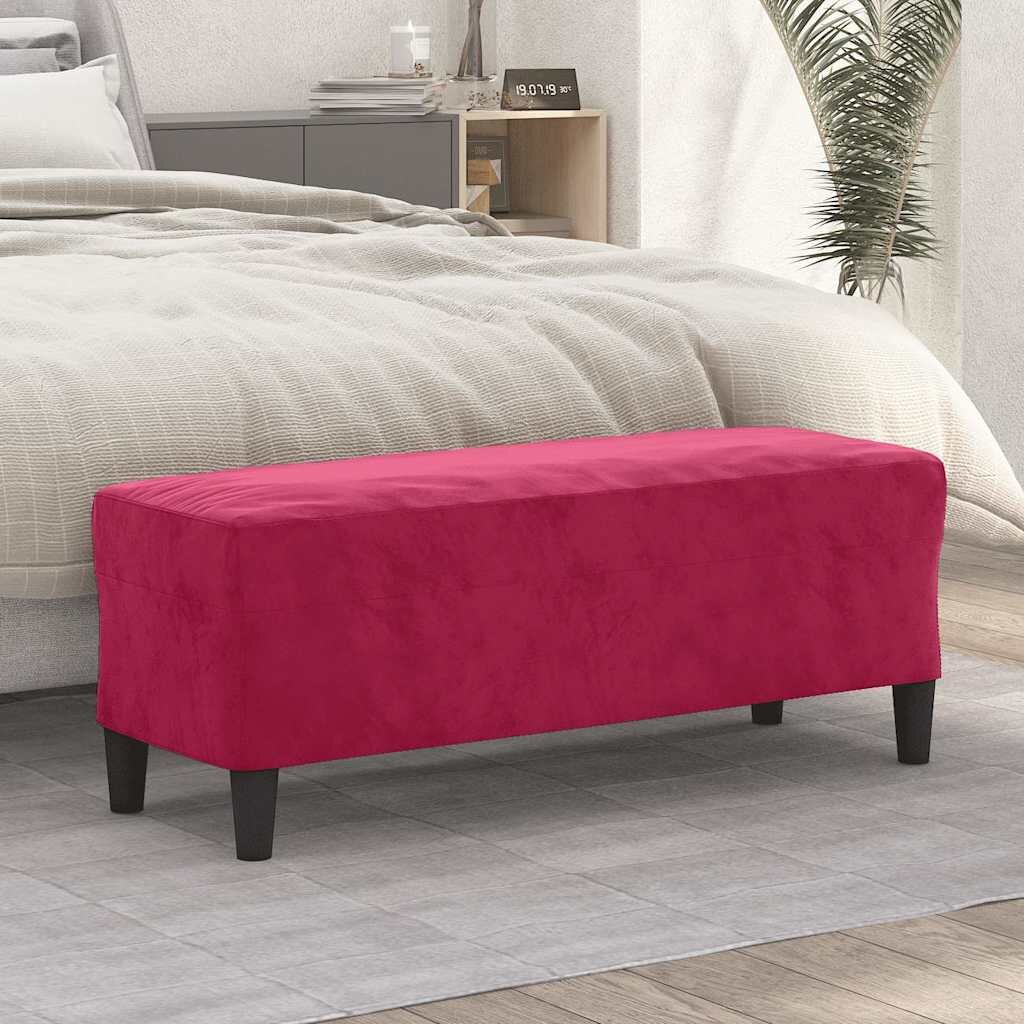 vidaXL Пейка виненочервена 100x35x41 см кадифе