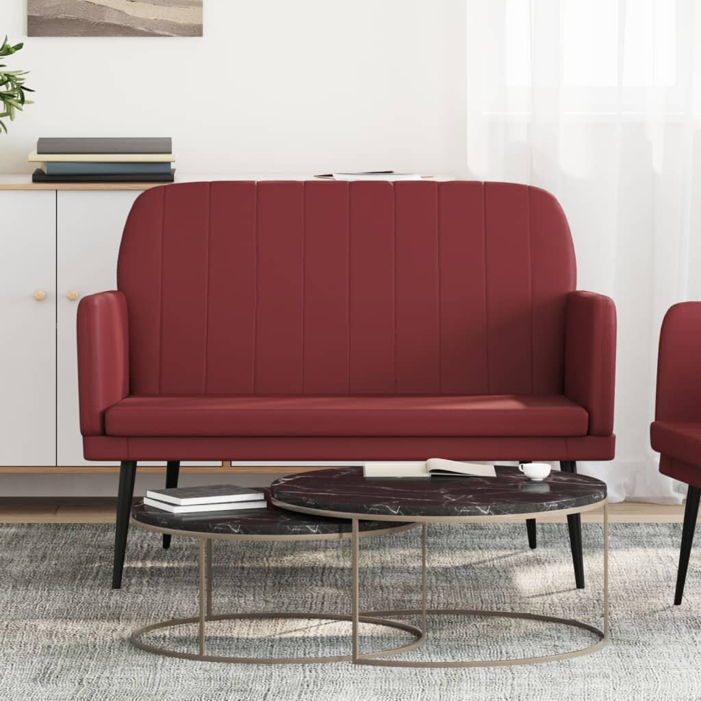 vidaXL Пейка виненочервена 107x80x81 см изкуствена кожа