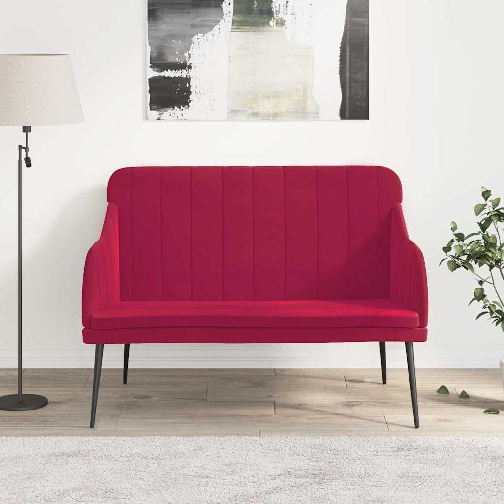 vidaXL Пейка виненочервена 110x76x80 см кадифе