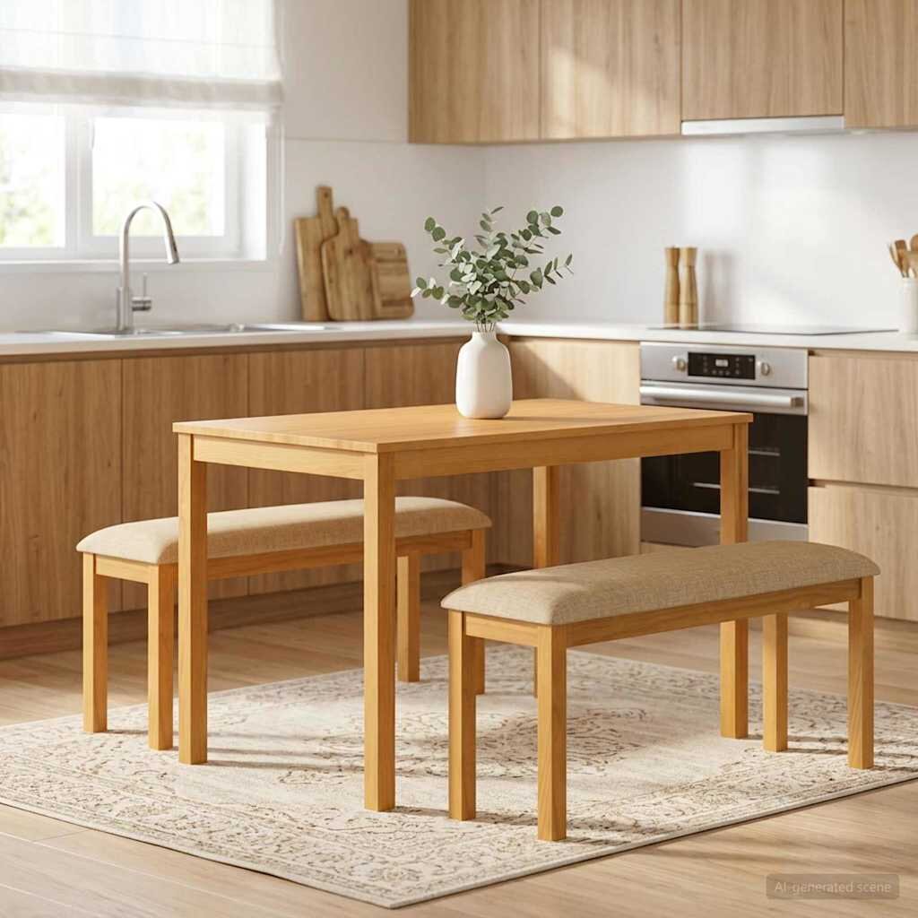 vidaXL Пейка за хранене 95 x 32 x 45 см Масивен дъб Бежово