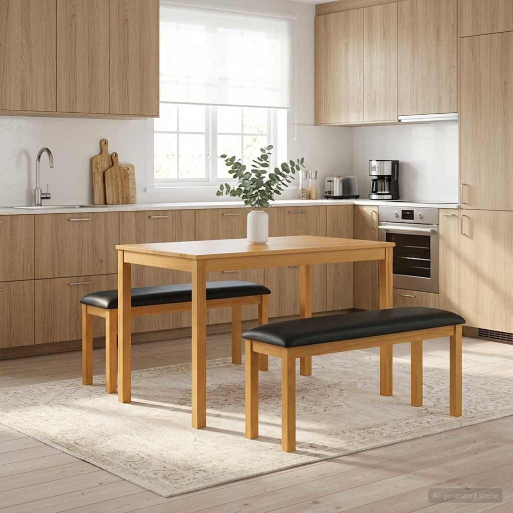 vidaXL Пейка за хранене 95 x 32 x 45 см Масивен дъб Черно