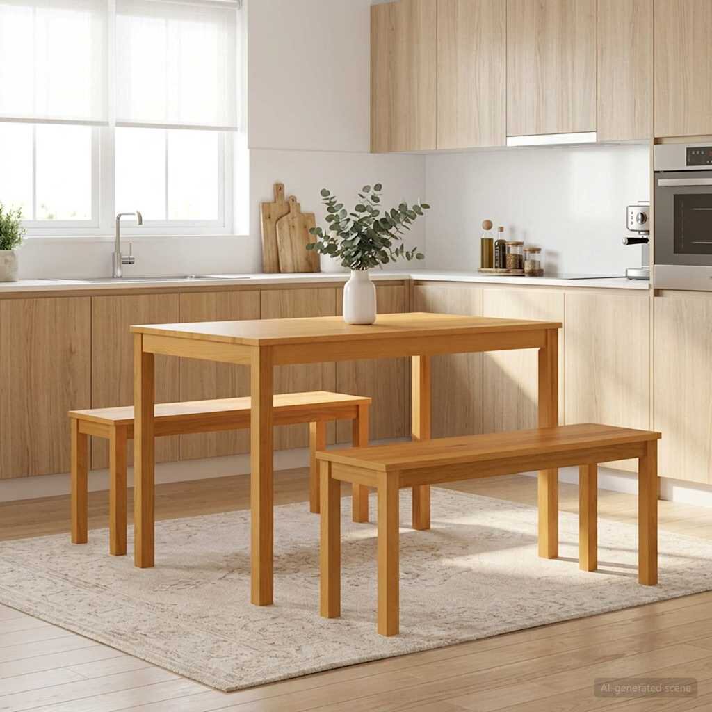 vidaXL Пейка за хранене 95 x 32 x 45 см Масивен дъб Натурално