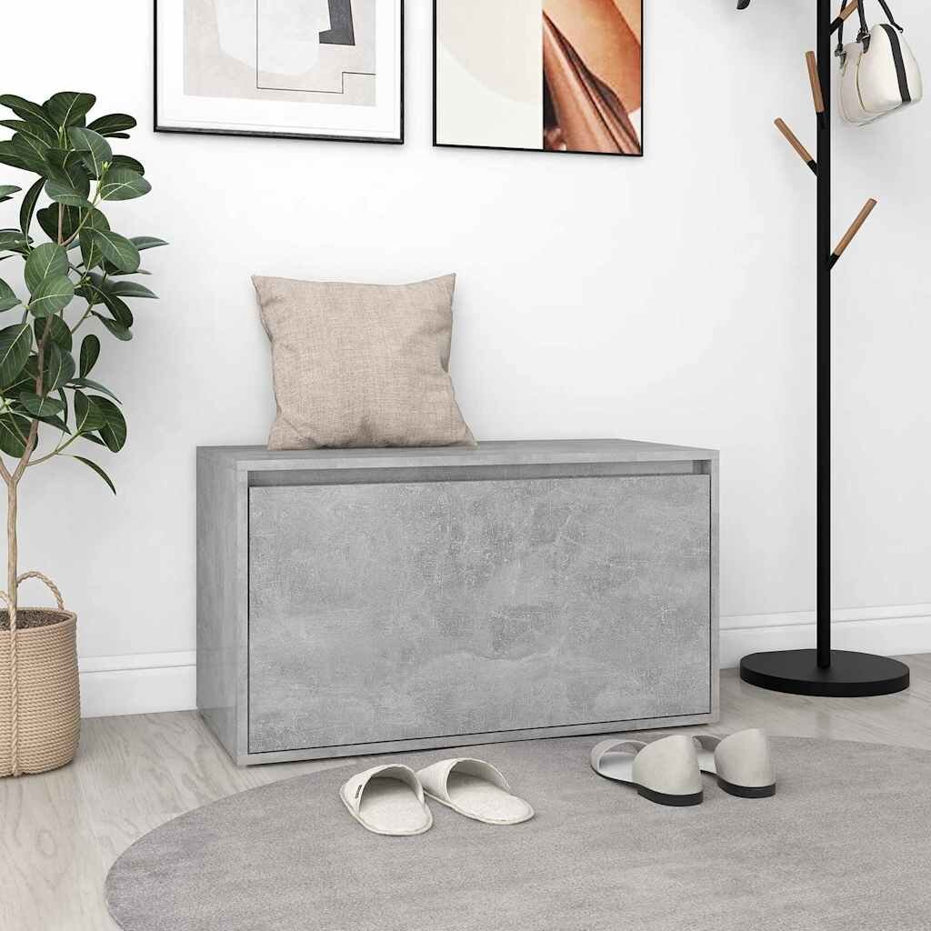 vidaXL Пейка за коридор 80x40x45 см бетонно сива инженерно дърво