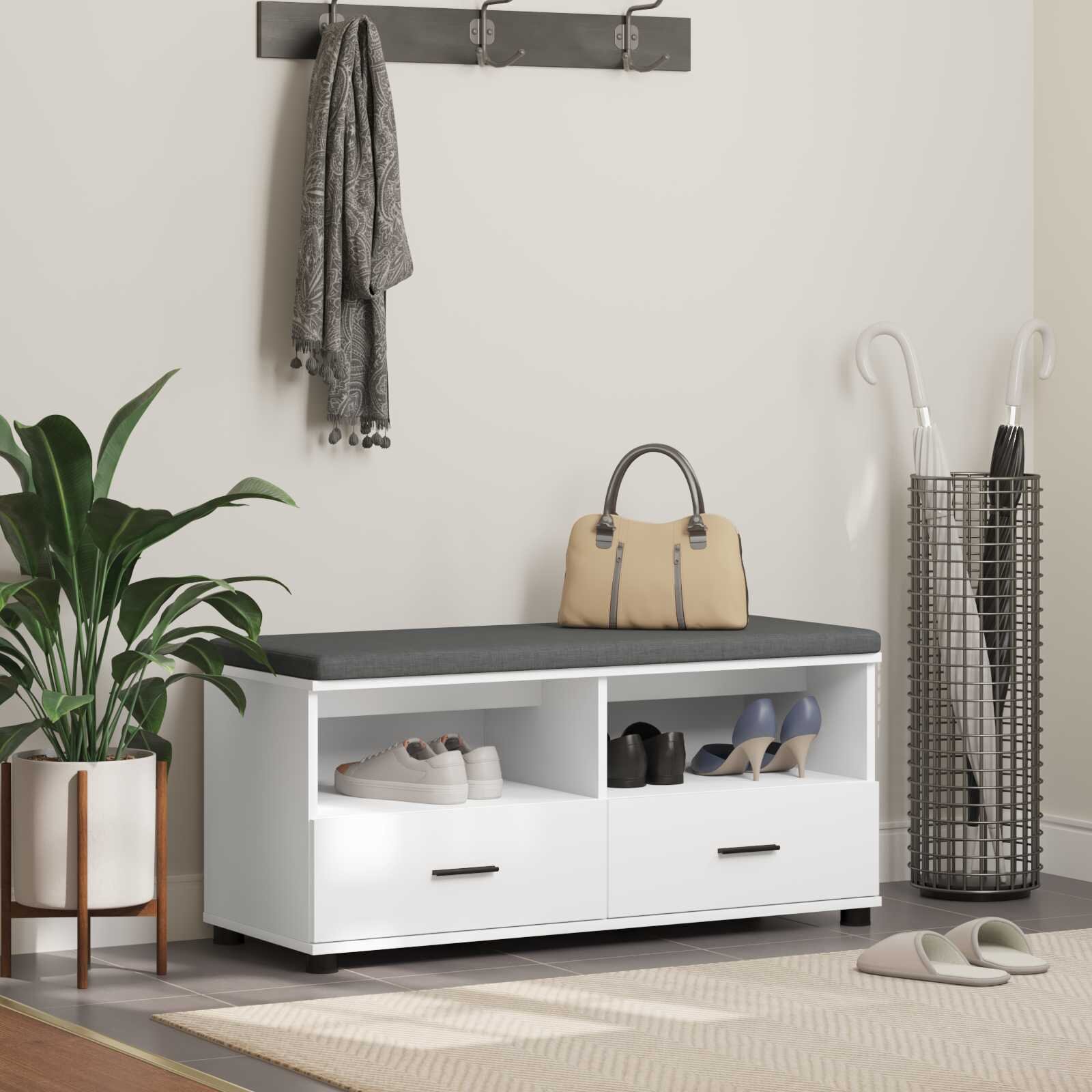 vidaXL Пейка за коридор Бял 100 x 38 x 46 см
