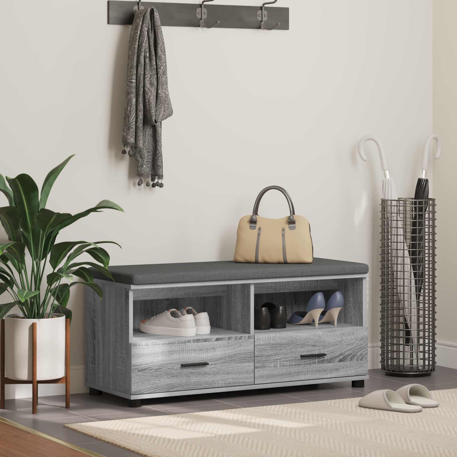 vidaXL Пейка за коридор Сиво Сонома 100 x 38 x 46 см