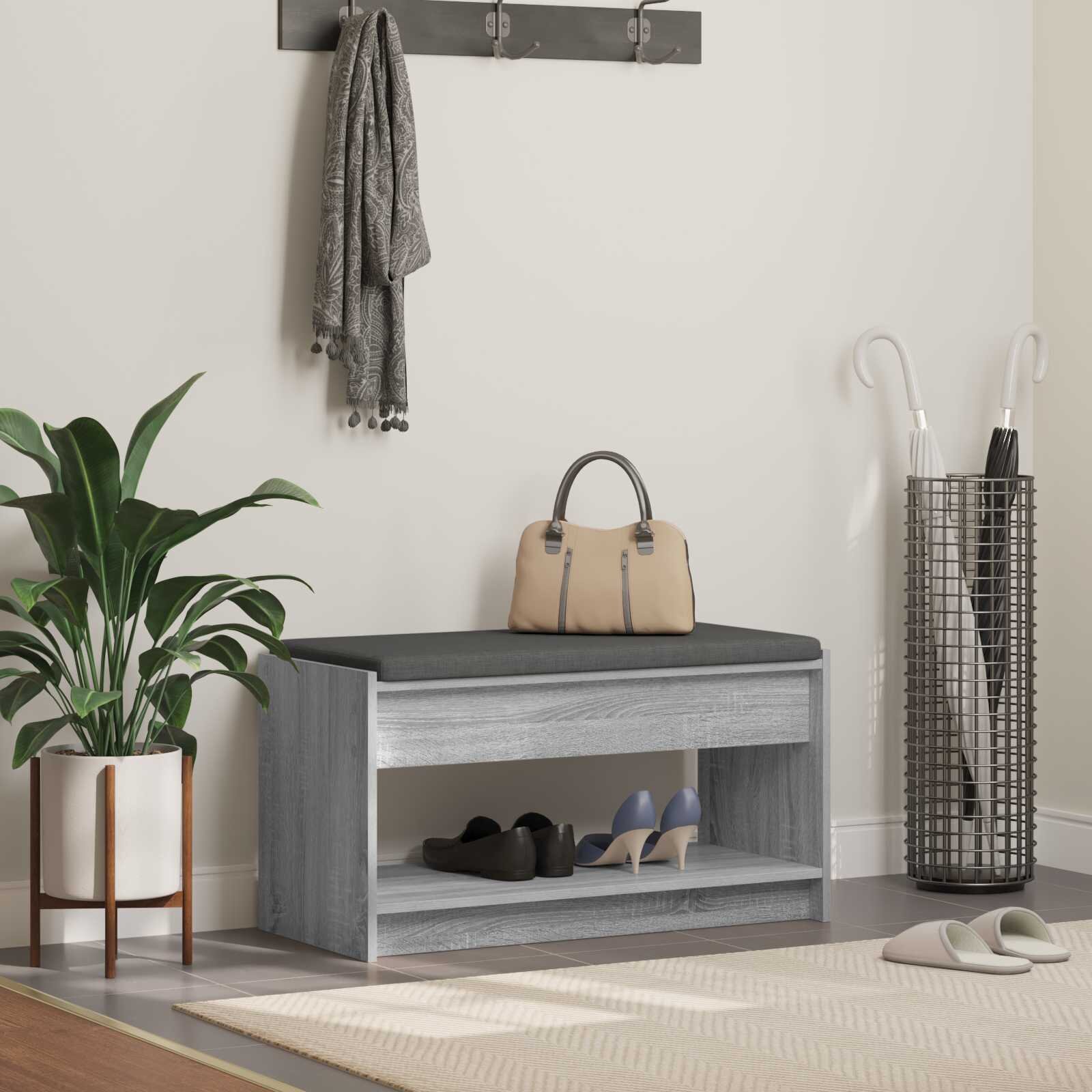 vidaXL Пейка за коридор Сиво Сонома 83 x 38 x 45 см