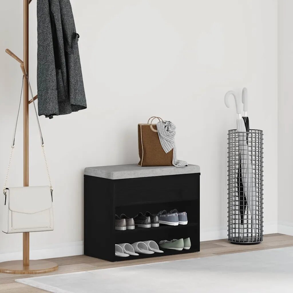 vidaXL Пейка за обувки 60 x 30 x 45 cm Инженерна дървесина Черния дъб