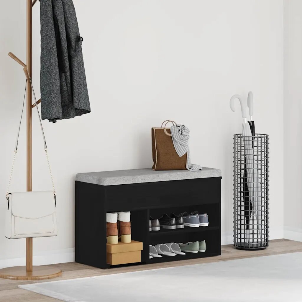 vidaXL Пейка за обувки 80 x 30 x 45 cm Инженерна дървесина Черния дъб