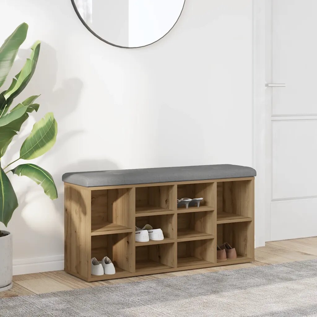 vidaXL Пейка за обувки Artisan Oak 102x32x50 cm Инженерна дървесина