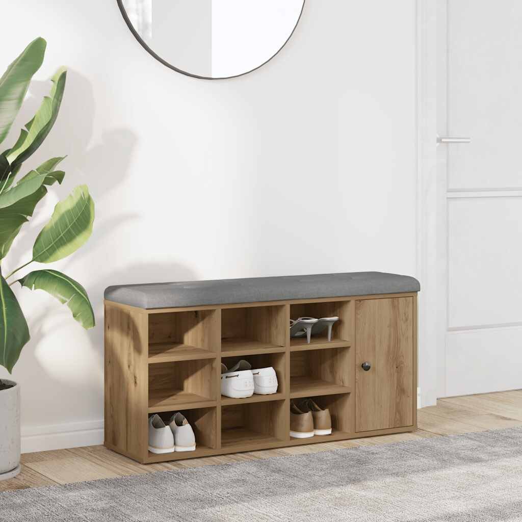 vidaXL Пейка за обувки Artisan Oak 102x32x50 cm Инженерна дървесина