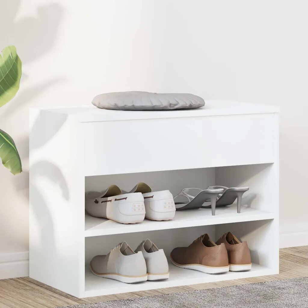 vidaXL Пейка за обувки бяла 60x30x45 см инженерно дърво