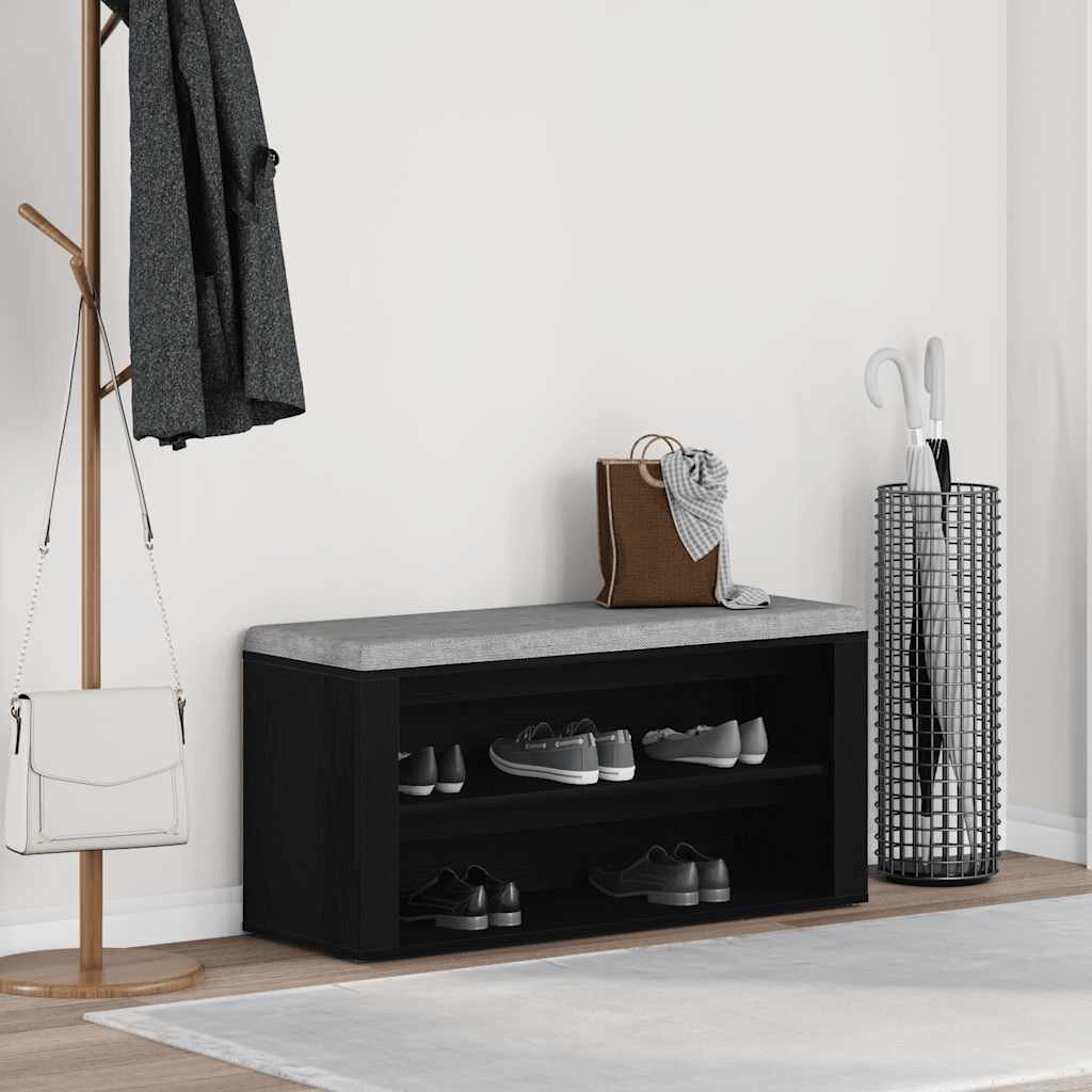 vidaXL Пейка за обувки черен дъб 100x35x45 см инженерно дърво