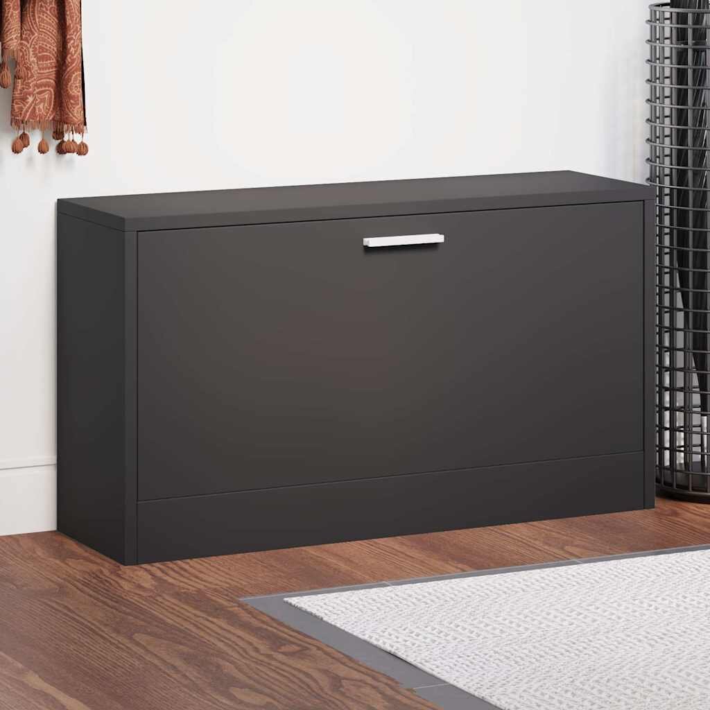 vidaXL Пейка за обувки черна 80x24x45 см инженерно дърво