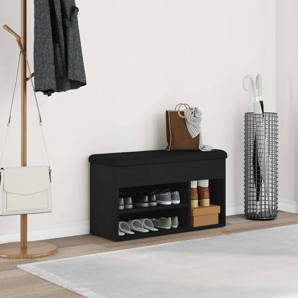 vidaXL Пейка за обувки Черно 80 x 30 x 45 cm Инженерна дървесина