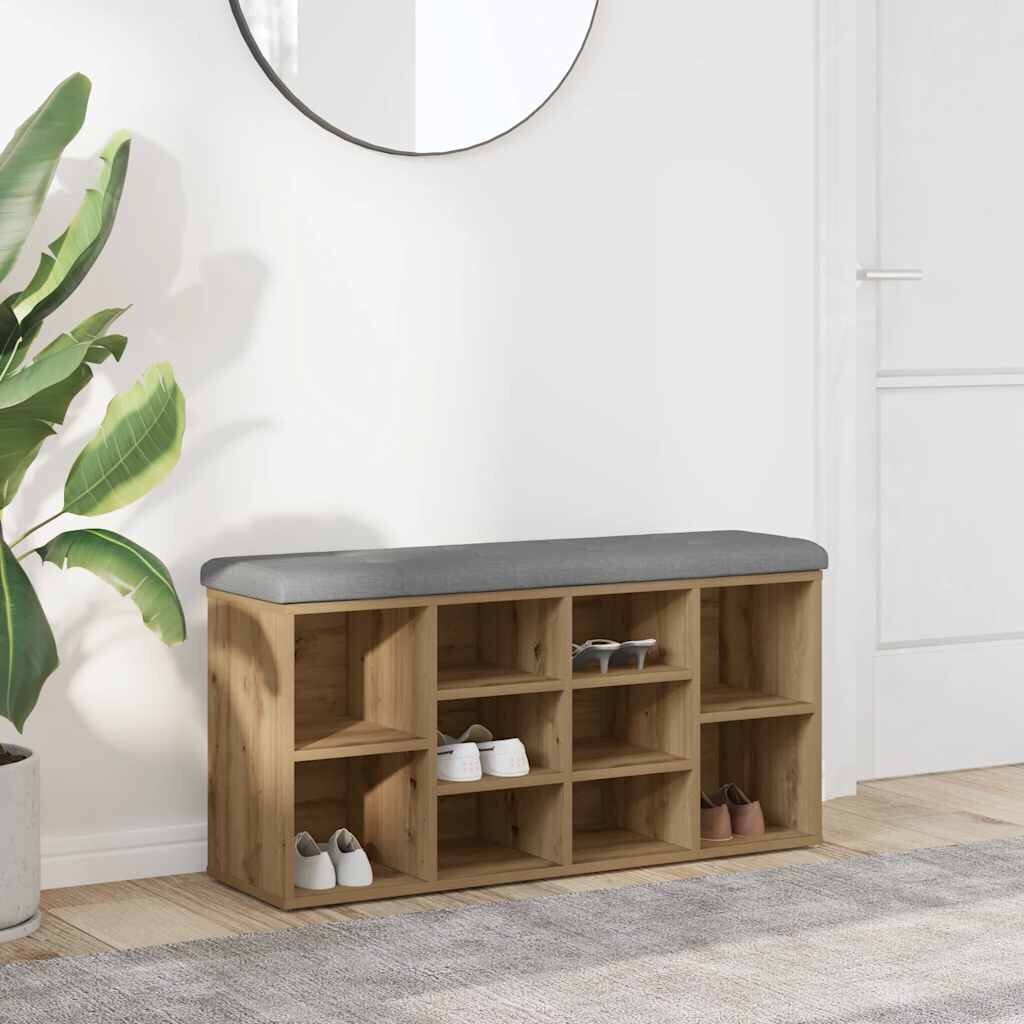 vidaXL Пейка за обувки дъб артизан 82x32x455 см инженерно дърво