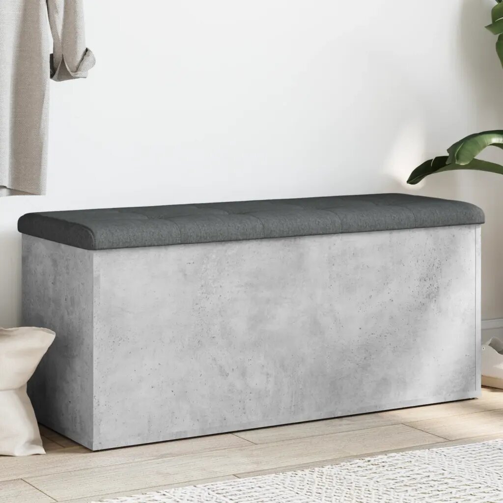 vidaXL Пейка за съхранение бетонно сив 102x42x45 см инженерно дърво