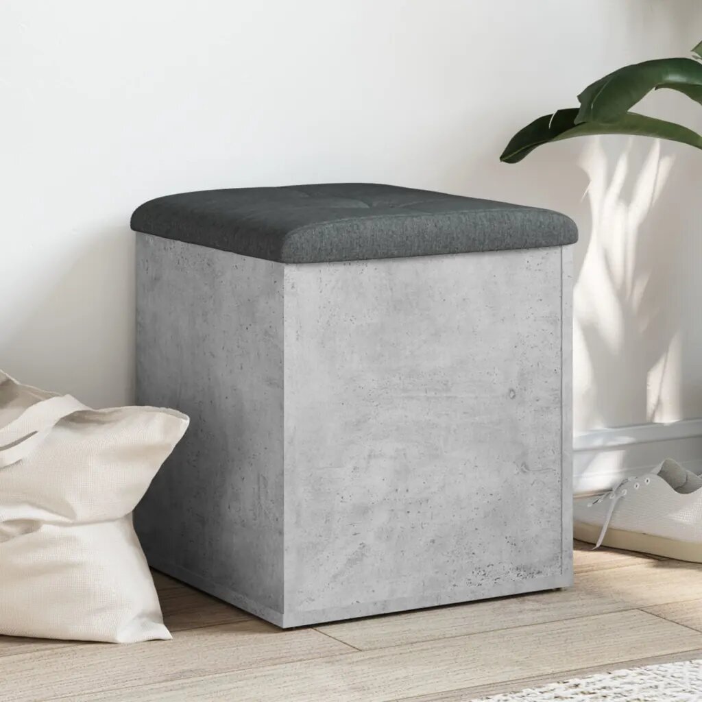 vidaXL Пейка за съхранение бетонно сив 42x42x45 см инженерно дърво