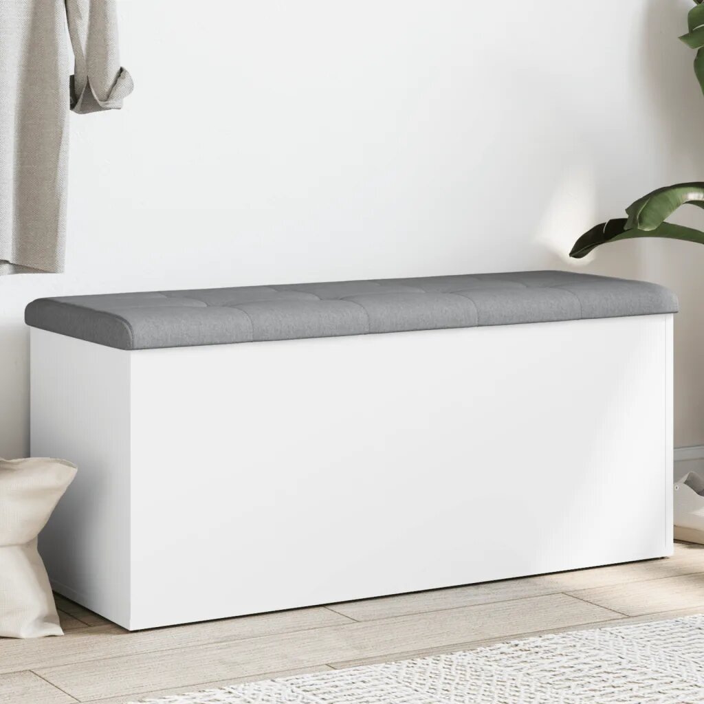 vidaXL Пейка за съхранение бяла 102x42x45 см инженерно дърво