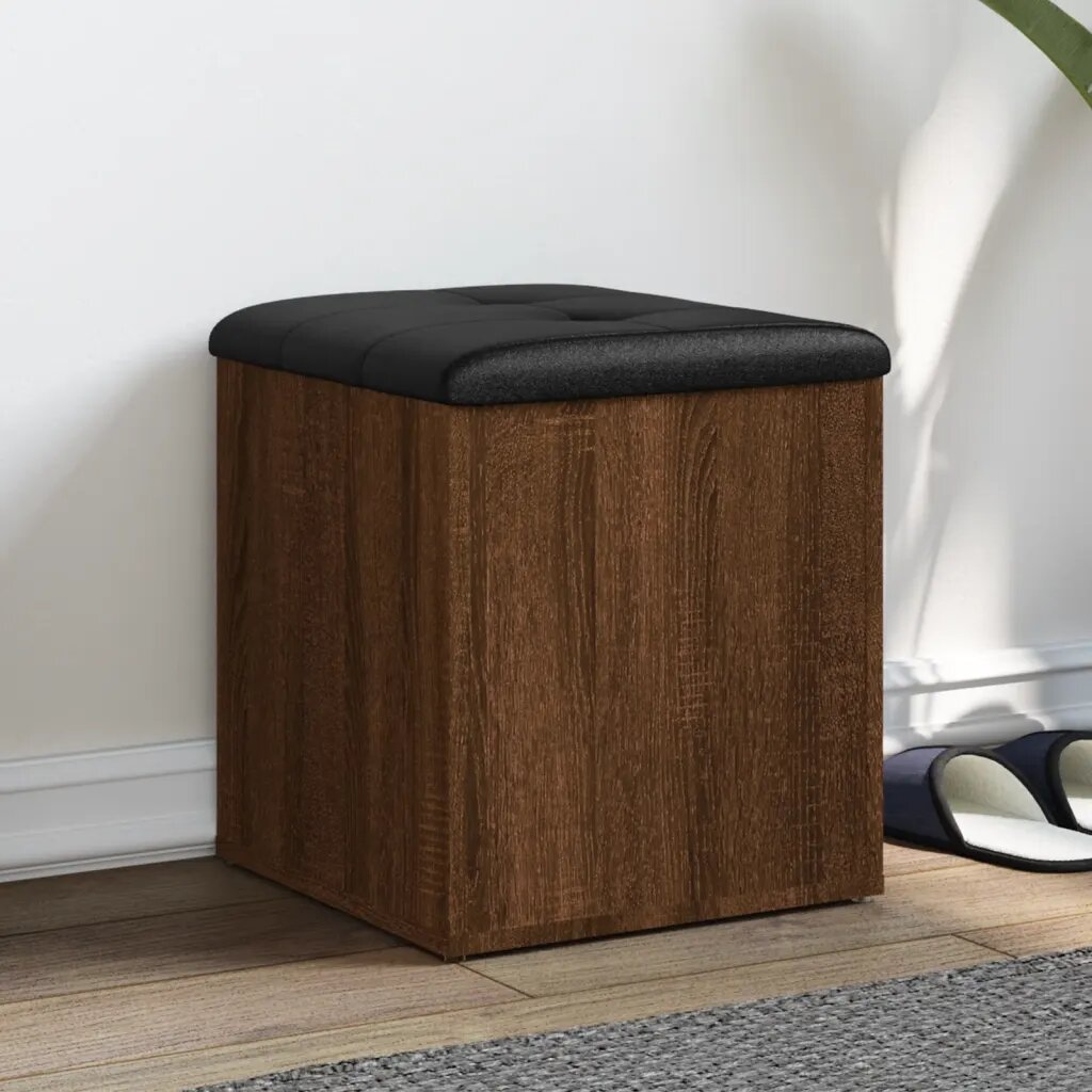 vidaXL Пейка за съхранение кафяв дъб 42x42x45 см инженерно дърво