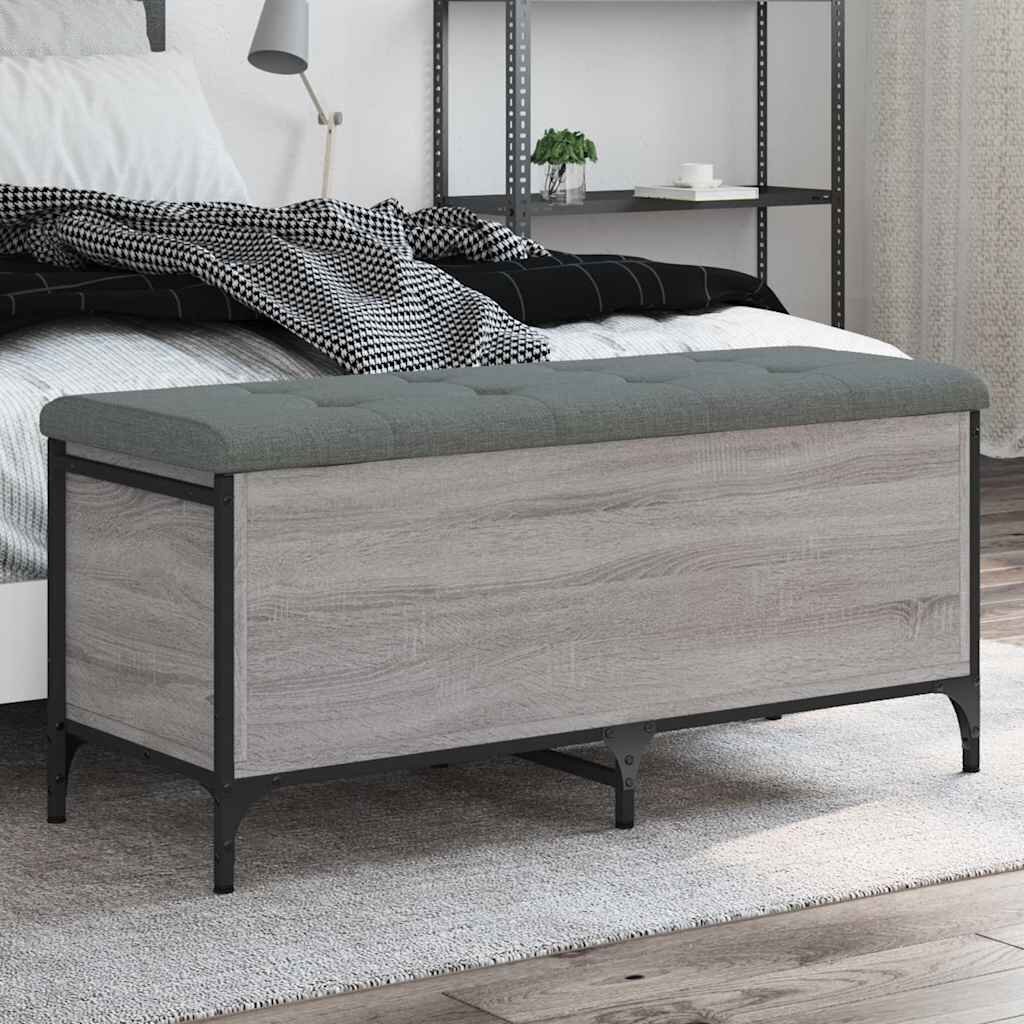 vidaXL Пейка за съхранение сив сонома 102x42x45 см инженерно дърво