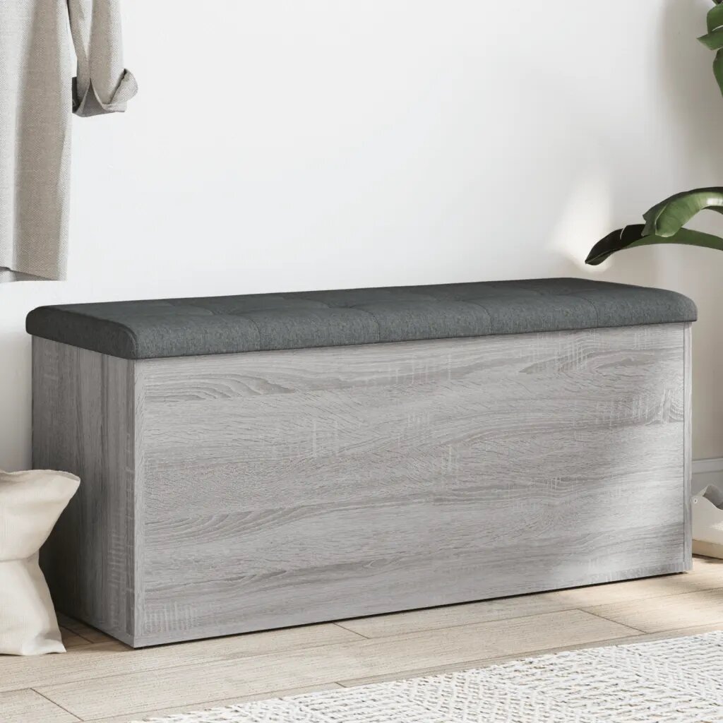 vidaXL Пейка за съхранение сив сонома 102x42x45 см инженерно дърво