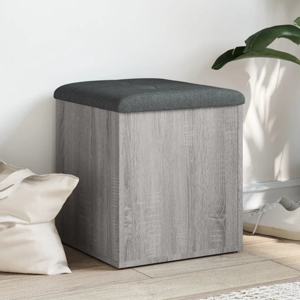 vidaXL Пейка за съхранение сив сонома 42x42x45 см инженерно дърво