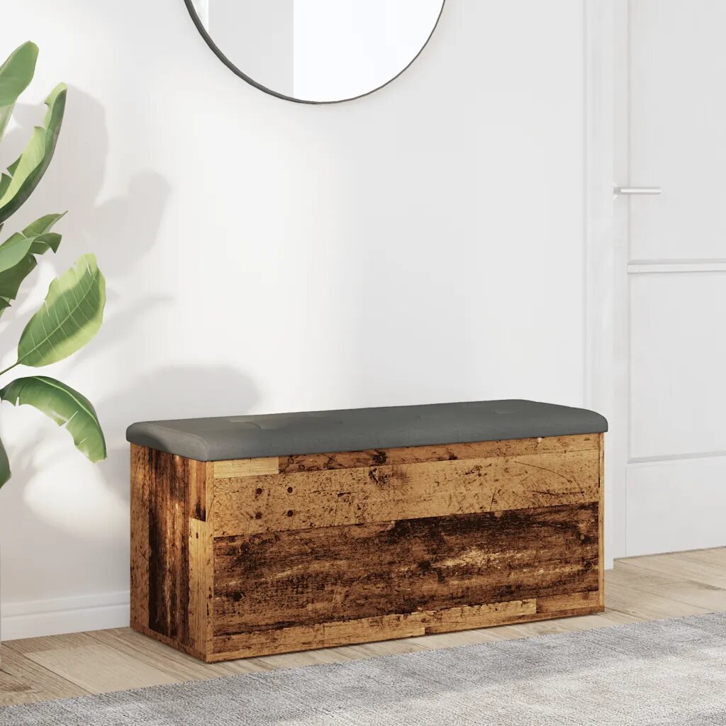 vidaXL Пейка за съхранение Старо дърво 102x42x45cm Инженерна дървесина