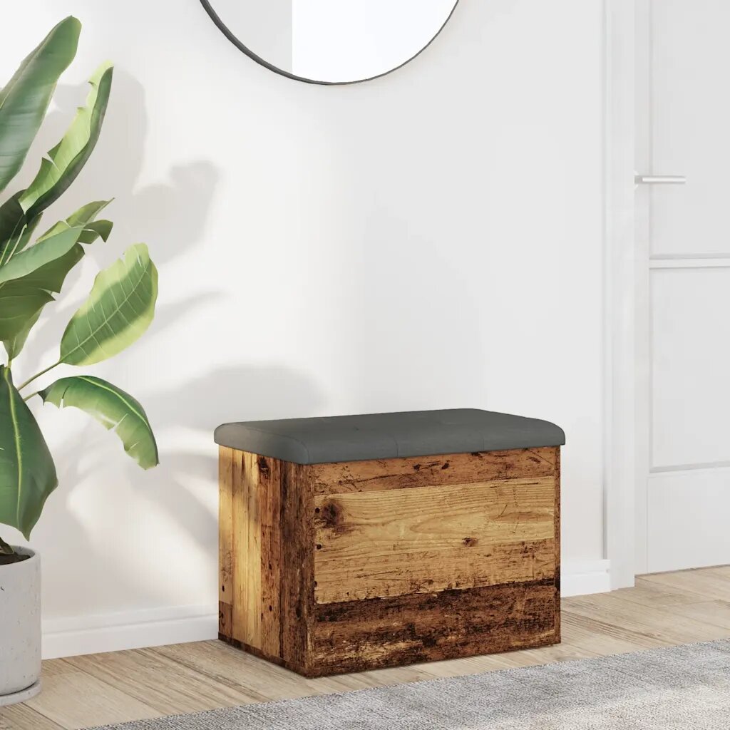 vidaXL Пейка за съхранение Старо дърво 62x42x45 cm Инженерна дървесина