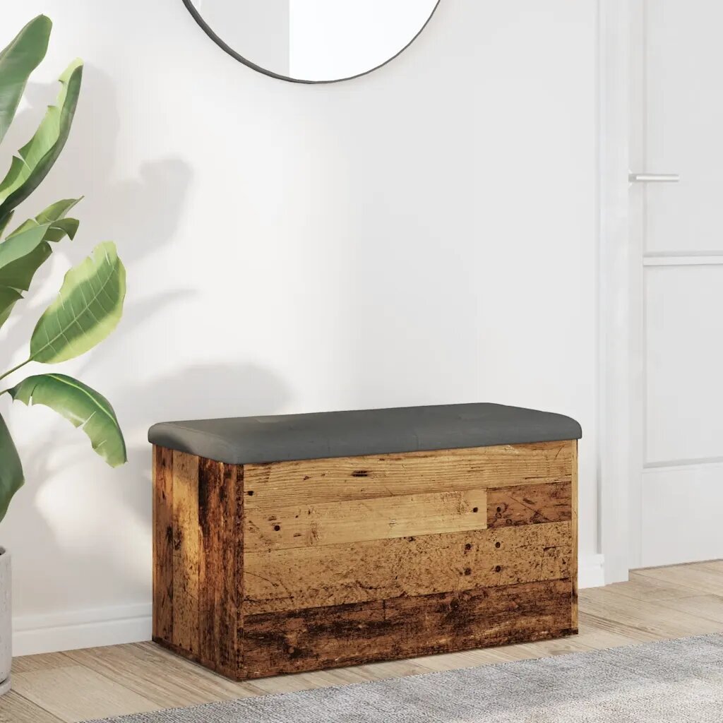 vidaXL Пейка за съхранение Старо дърво 82x42x45 cm Инженерна дървесина