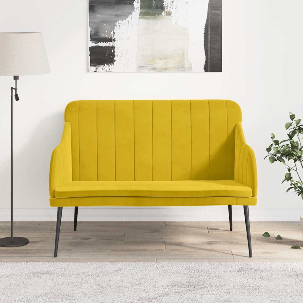 vidaXL Пейка жълта 110x76x80 см кадифе