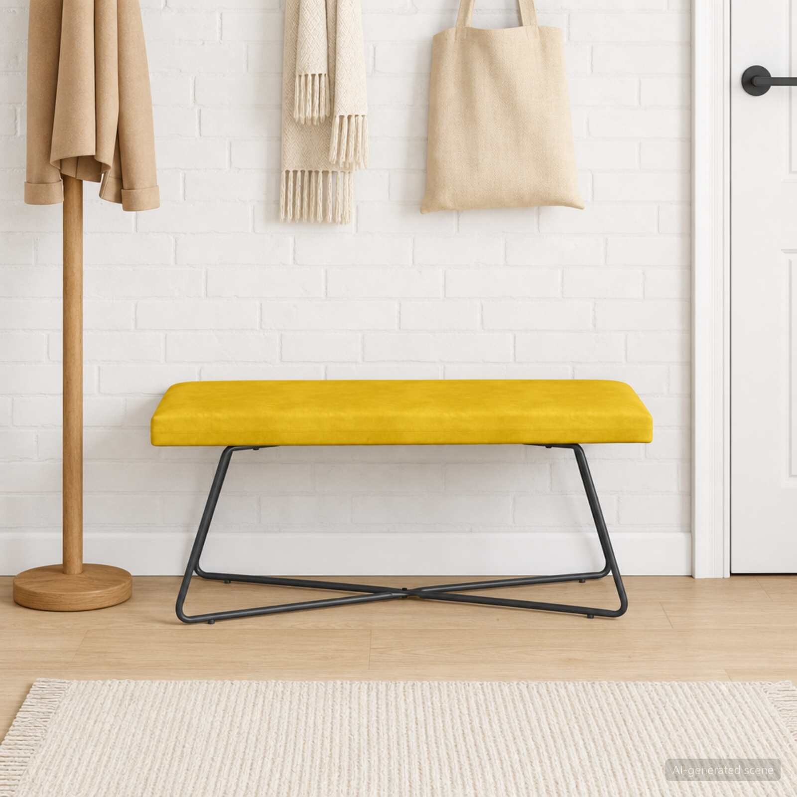 vidaXL Пейка Жълто 110 x 40 x 45 cm Кадифе