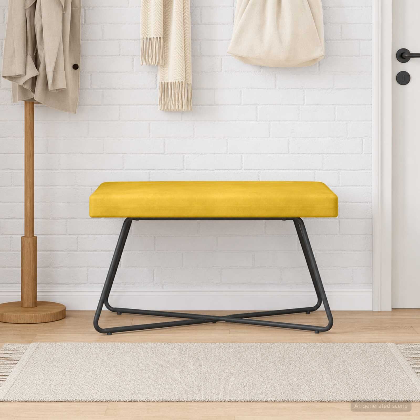 vidaXL Пейка Жълто 80 x 40 x 45 см Кадифе