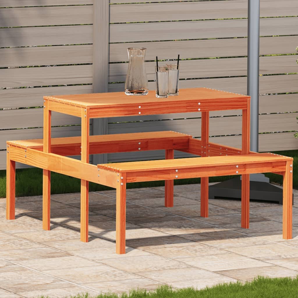 vidaXL Пикник маса восъчнокафява 110x134x75 см борово дърво масив