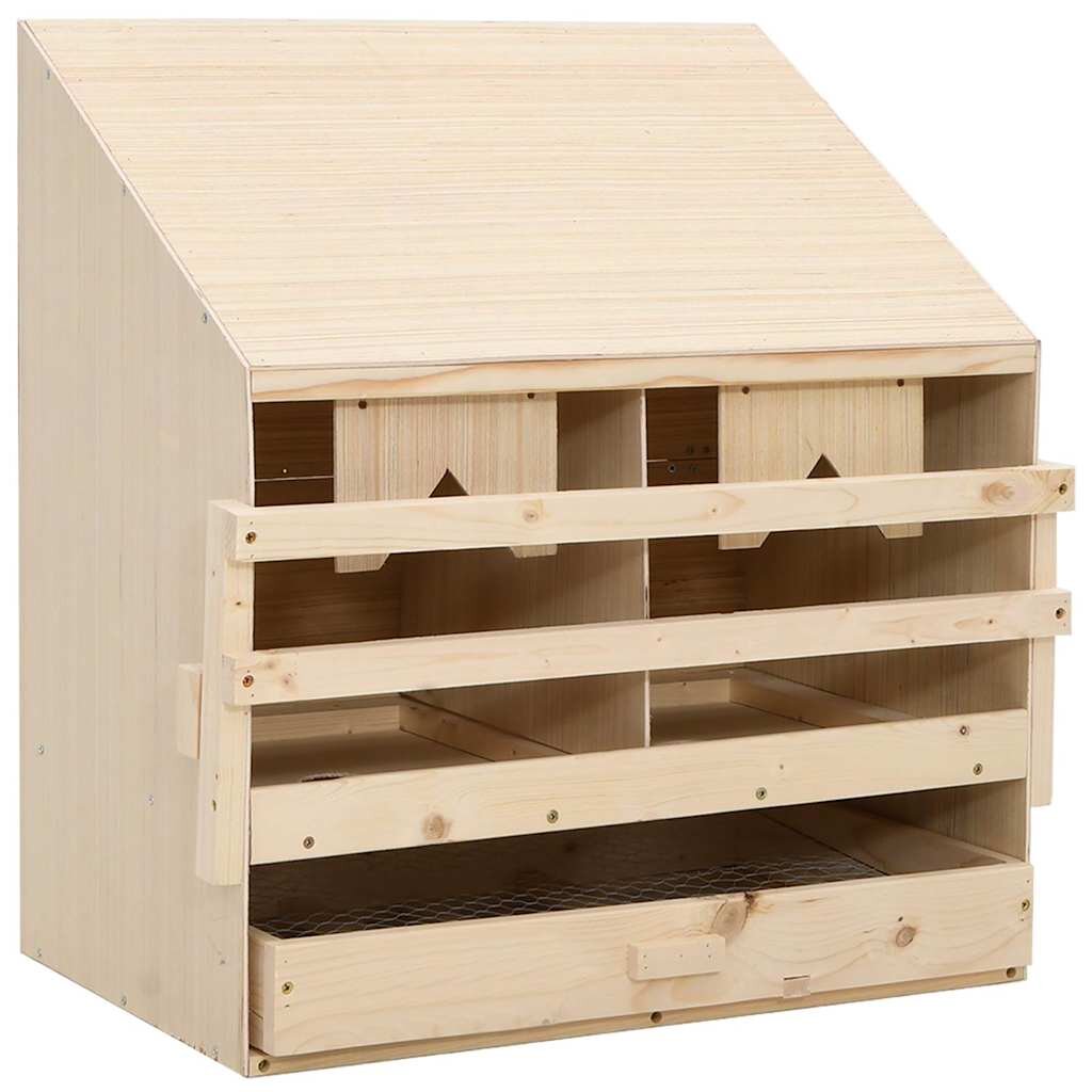 vidaXL Пилешка гнездилка 2 отделения 63x40x65 см бор масив