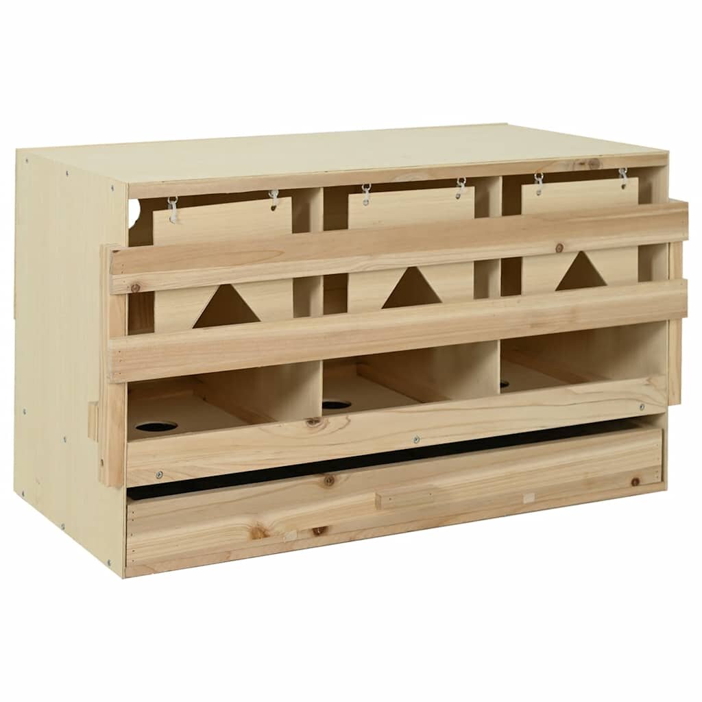vidaXL Пилешка гнездилка 3 отделения 96x40x45 см бор масив