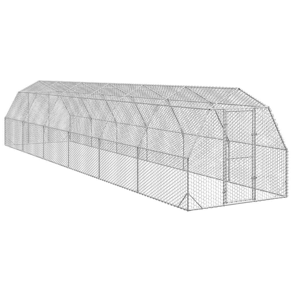 vidaXL Пилешки бяг 25x12x225 m Поцинкована стомана