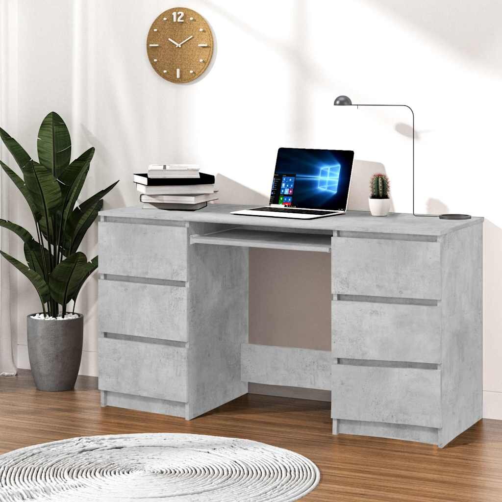 vidaXL Писалище бетонно сиво 140x50x77 см инженерно дърво