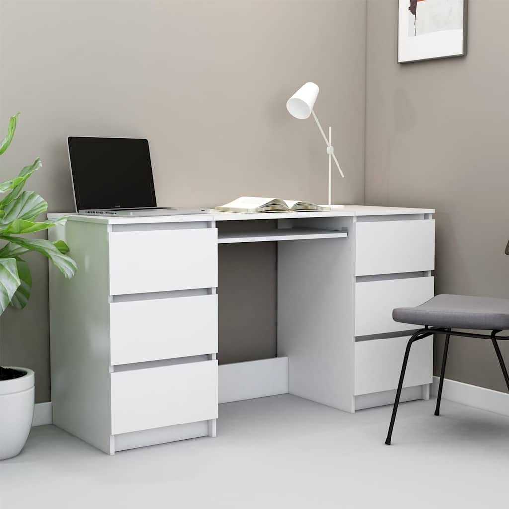 vidaXL Писалище бяло 140x50x77 см инженерно дърво